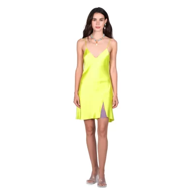 DANNIJO Mini | Slips*Chartreuse Mini Slip w/ Lace Godet